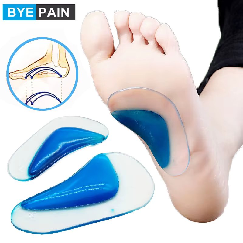 3 Pairs Orthotic Insole Arch Support Silicone Adhesive Insole Flat Foot Corrector Shoe Cushion Insert Gel Orthopedic Pad