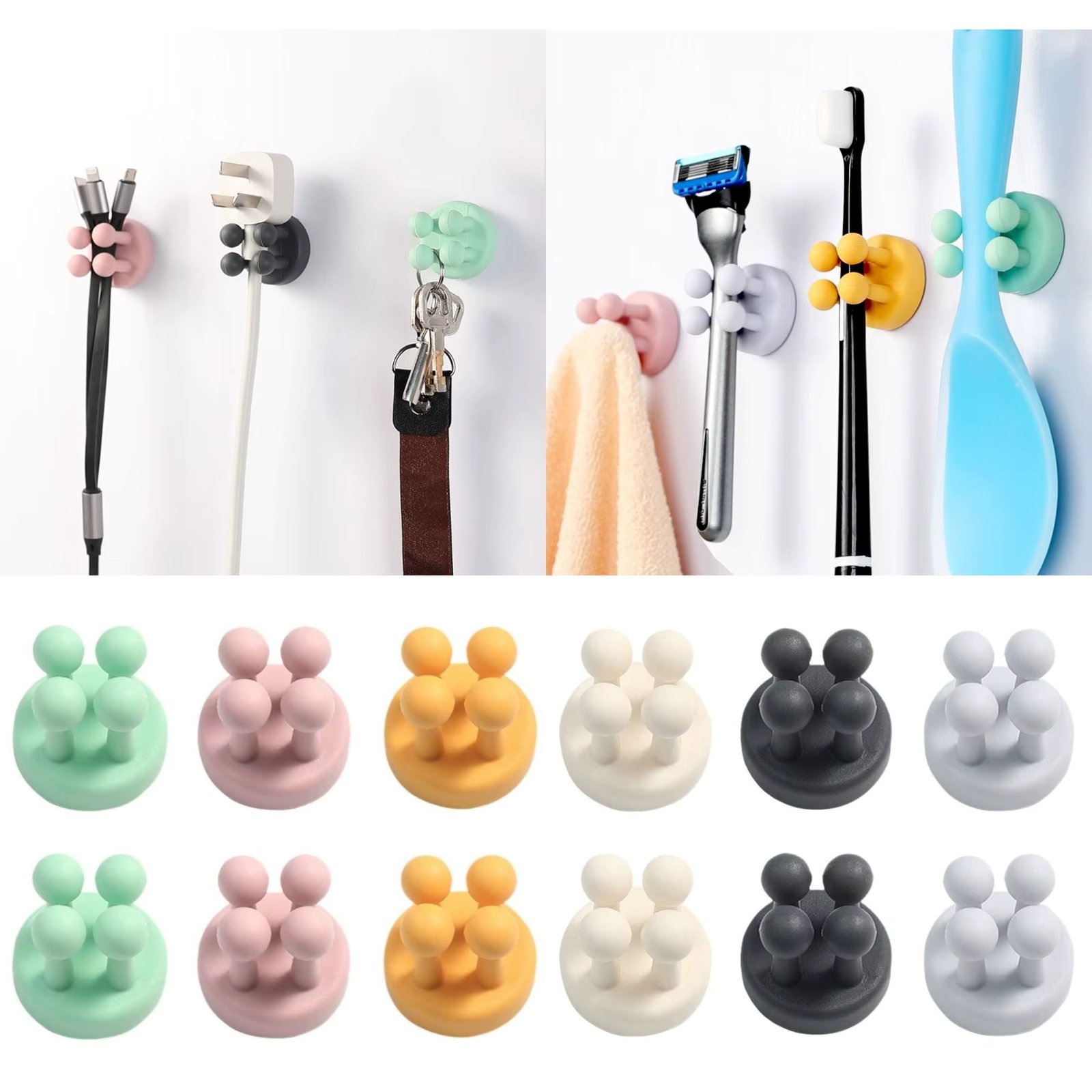 Self Adhesive Silicone Hook Bathroom Razor Holder Storage Hook Wall Shaving Shaver Shelf Toothbrush Holders Organization
