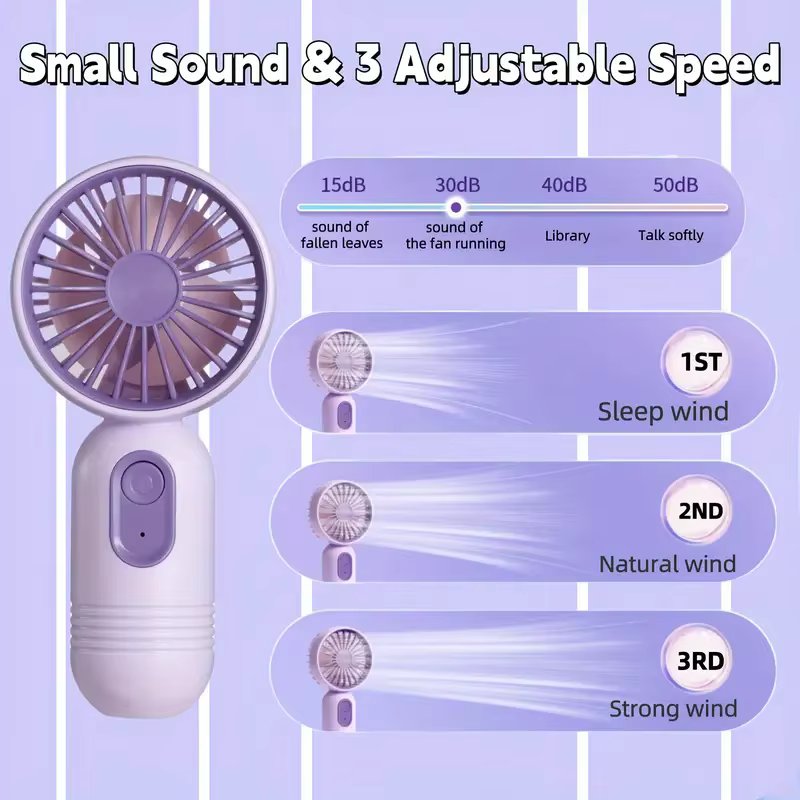 USB Rechargeable Mini Portable Fan With 3 Speeds - Lightweight Handheld Fan - Perfect For Office, Outdoor, Travel, And Camping