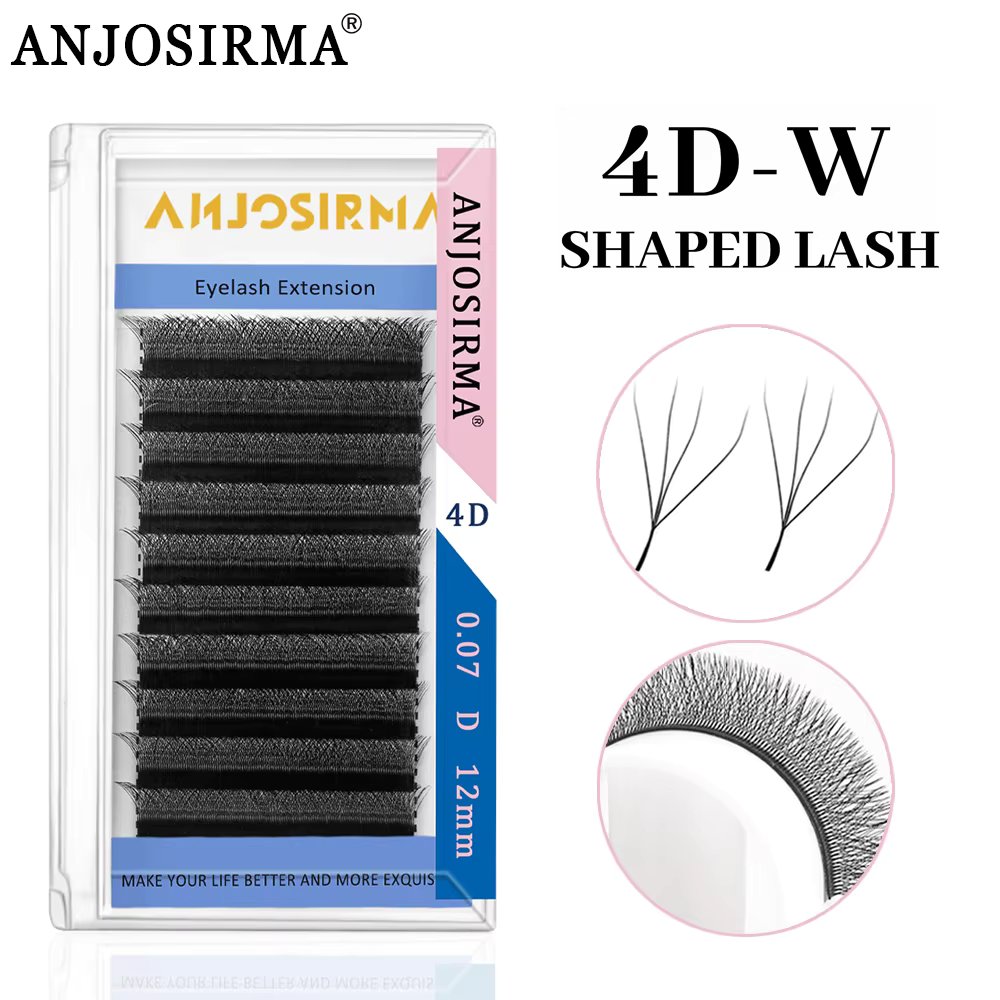 ANJOSIRMA 4D-W shape eyelash extension natural soft anime lashes prefabricated mink fluffy False eyelashes makeup tool