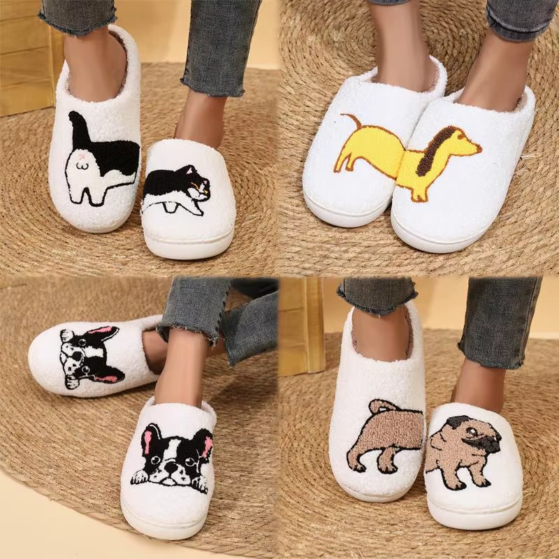 Fluffy Slippers Women House Flat Winter Cute Animal Designer Shoes Girls Home Casual Fashion Platform Footwear Indoor Large Size