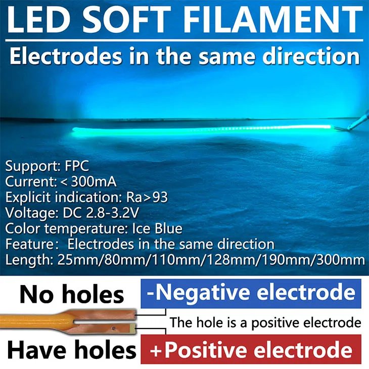 COB LED Filament Flexible 25mm 80mm 110mm 128mm 190mm 300mm DC3V Lamp Accessories Diode DIY Parts Pink Warm White Red Blue Green