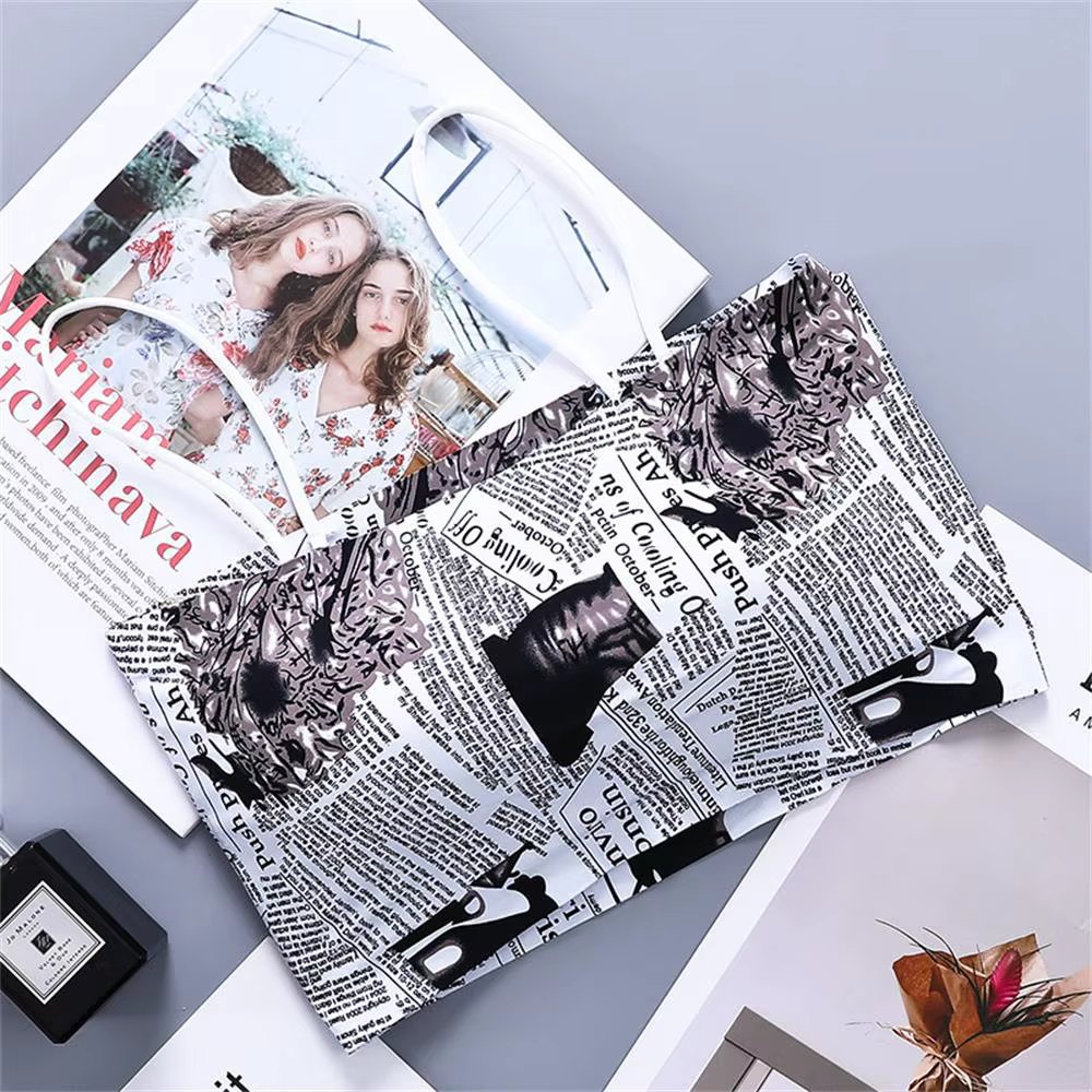 Classic Newspapers Letter Print Tops Women Y2k Push Up Camisole Padded Bra Suspender Tanks Newsprint Camis Female Sleeveless Top