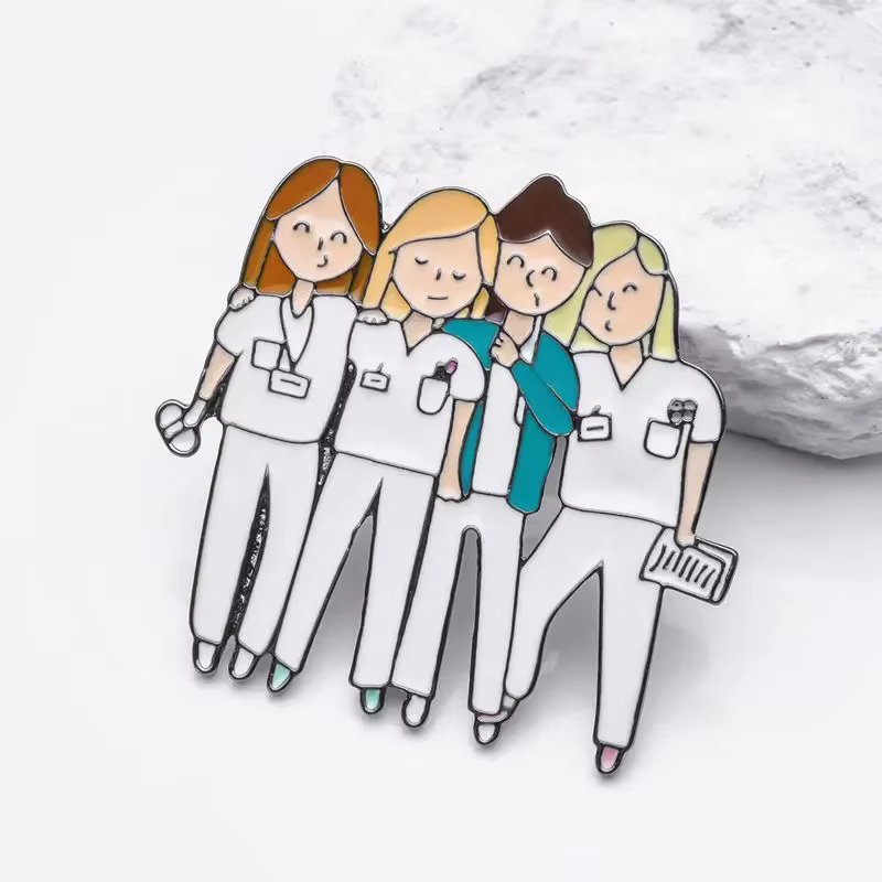 Medsor Doctor Nurse Enamel Pins Brooch Set Medical Hospital Lapel Lanyard Cartoon Backpack Badge Jewelry for Women