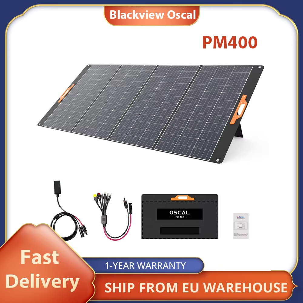 Blackview Oscal PM400 400W Foldable Solar Panel, Adjustable Kickstand, ≥22.7% Solar Conversion Efficiency, ETFE Material, IP65