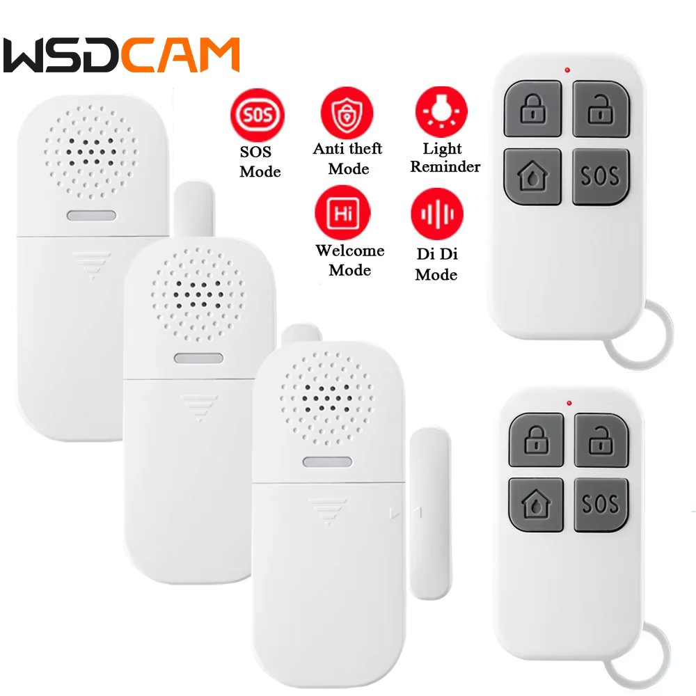 WSDCAM Door Window Alarm Wireless Fridge Alarm Kids Safety Remote Controls Door Entry Burglar Magnetic Sensor Security Alert Kit