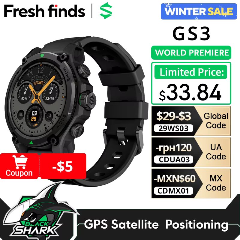 [World Premiere]Blackshark GS3 Smart Watch Global Version 1.43"AMOLED Display GPS Satellite Positioning 21 Day Battery Life 5ATM