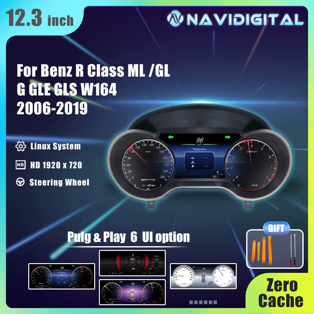 12.3 LCD Digital Dashboard Cluster For Benz R Class ML GL G GLE GLS W164 2006-2019 Years  Auto Instrument Paneel Cockpit Speedme