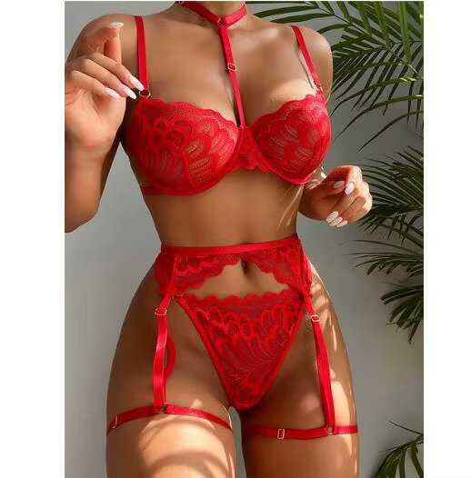 Plus Size S-3XL Lenceria Sexy Babydoll Women's Intimates Underwear Bra Brief Set Garter Belt Sexy Lingerie Bra And Panty Set