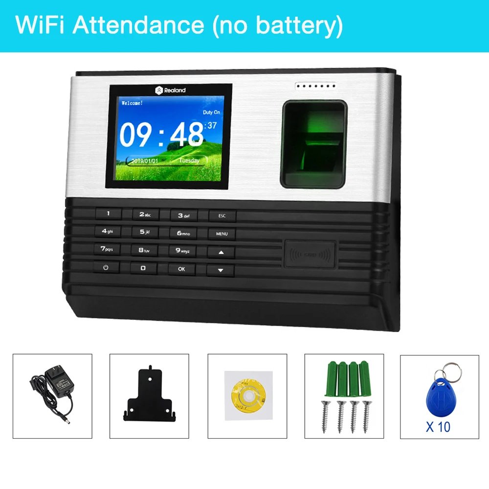 YiToo 2.8inch Wifi RFID Biometric Fingerprint Time Attendance TCP/IP USB Office Check-in Realand System Time Clock Free Software