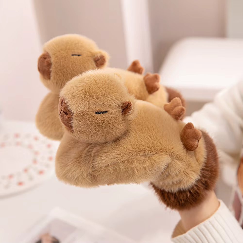 Cute Capybara Penguin Warm Plush Gloves For Women Camping Cycling Windproof Soft Plush Gloves For Family Friends New Year Gifts