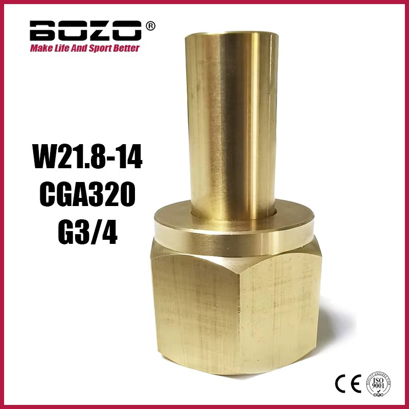 W21.8-14 G3/4  CGA320 Brass Nut Nipple Washer Set For CO2 Tank Cylinder Soda Water Accessories Soda Maker External Hose Adapter