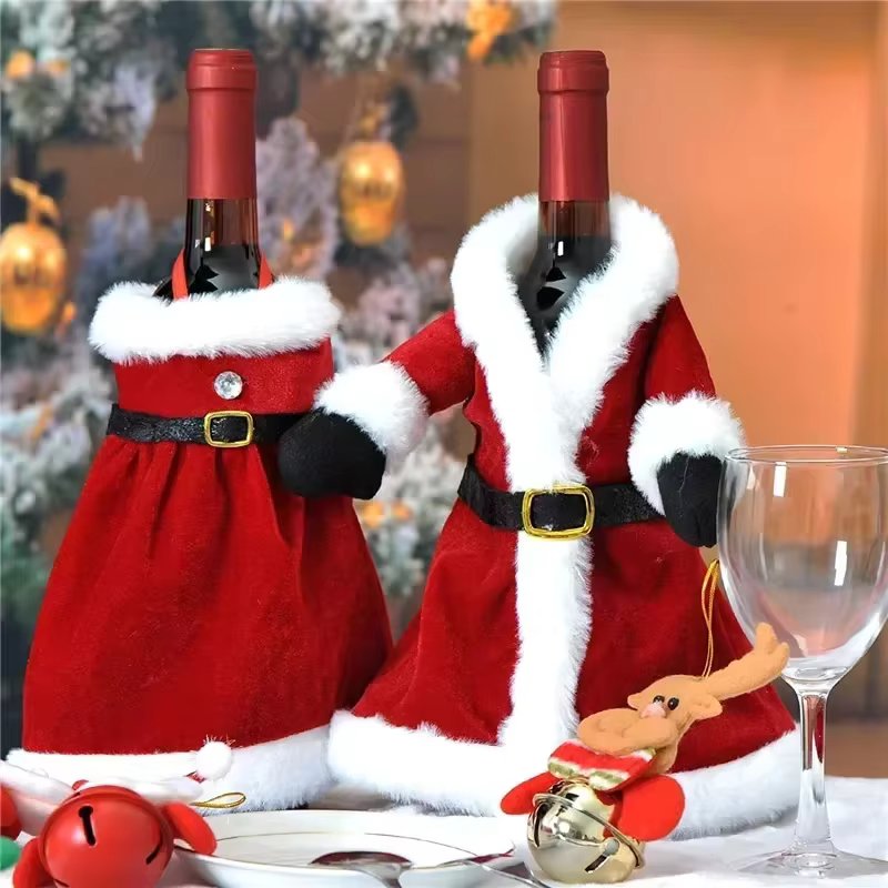 Creative Holy Dress Wine Bottle Set Gold Velvet Dress Sleeve Wine Bottle Bag Sleeve Christmas Table Wine Bottle Decoration