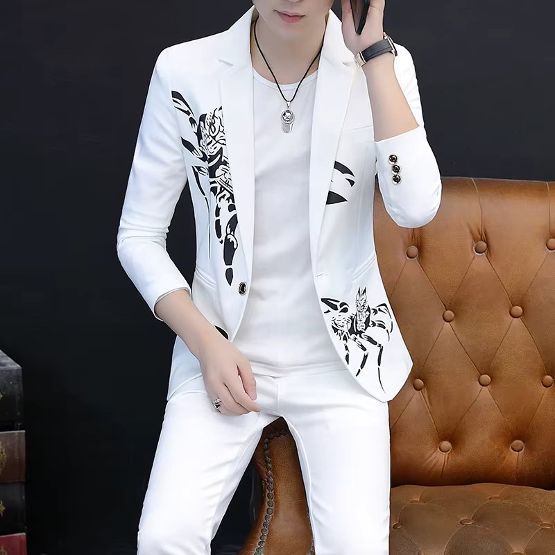 New two-piece suit (suit + western pants) slim and handsome Korean version of the suit business casual handsome suit men's suit