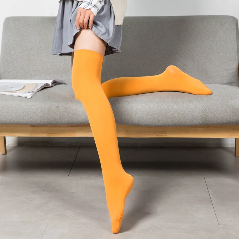 Women Over Knee Socks Long Stockings Tights Highs Hosiery High Socks Knee-high Stockings Student School Stockings Warm Solid