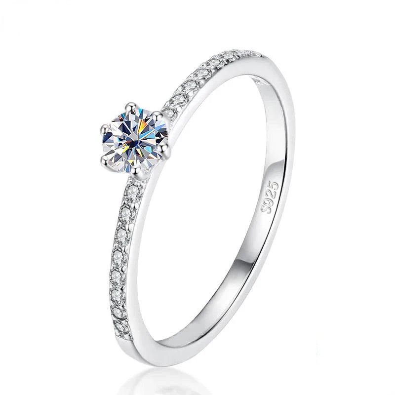 JoyceJelly 0.4CT 4.5mm D Color VVS Real Moissanite Ring Exquisite Female Sterling Silver 925 Jewelry Pass Diamond Tester Size5-9