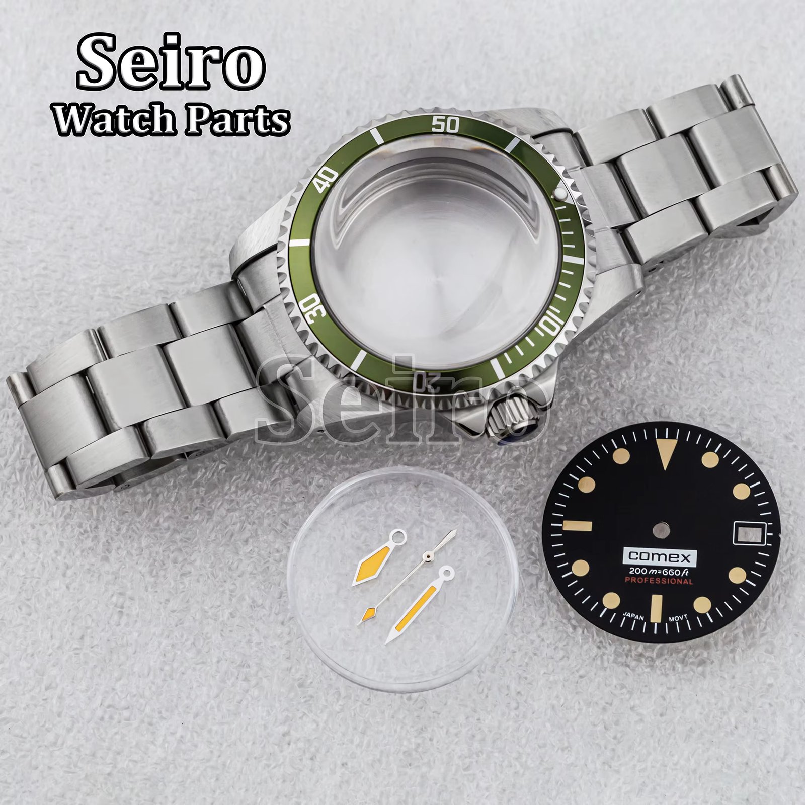 39MM NH35 Vintage Restro Watch Case Oyster Strap Dial Hands 100M Waterproof Silver Stainless Steel MOD for SUB GMT NH36 Movement