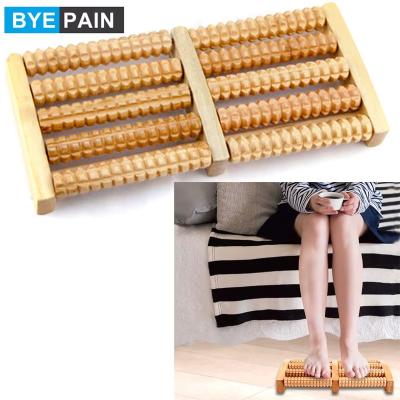 BYEPAIN Wooden Foot Massager Roller Reflexology for Stress Fitness Health Care Feet Massager Colorful Massage Roller Pain Relief