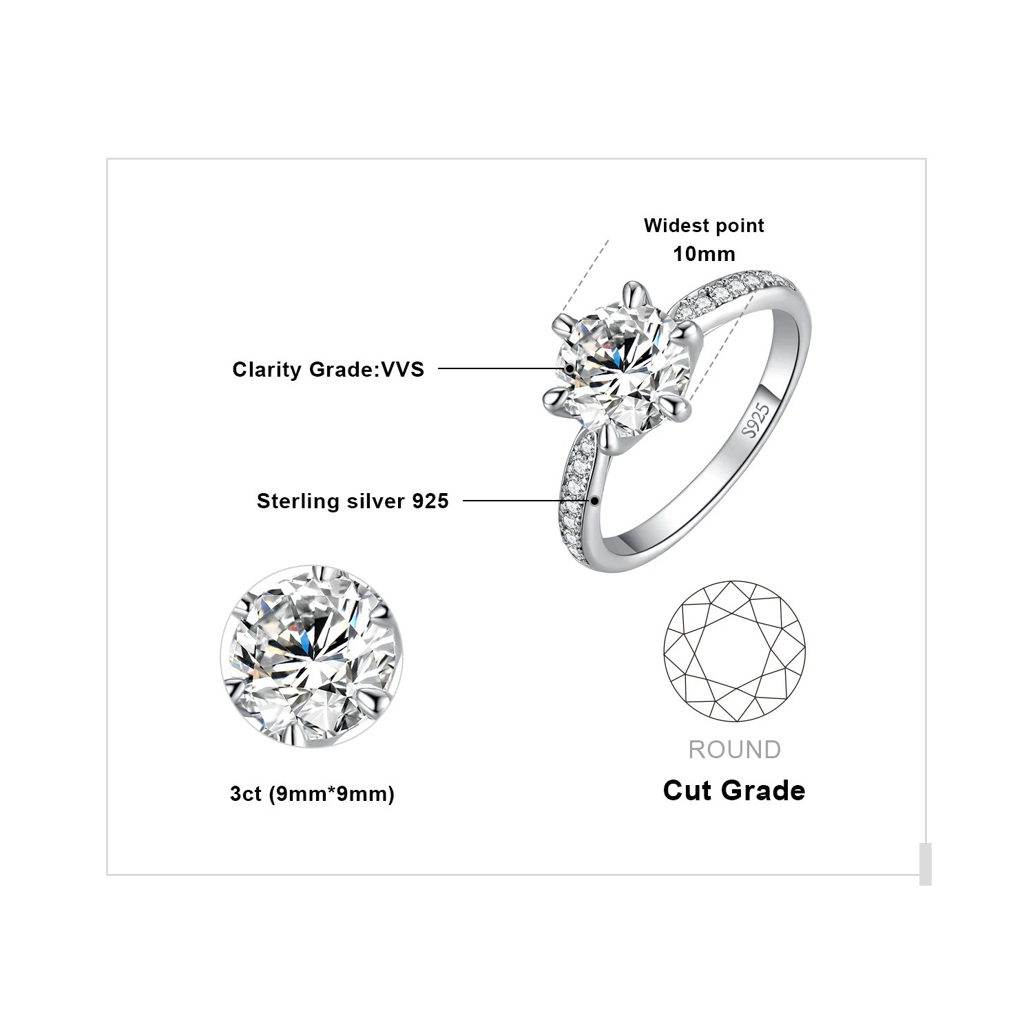 3ct Silver Color