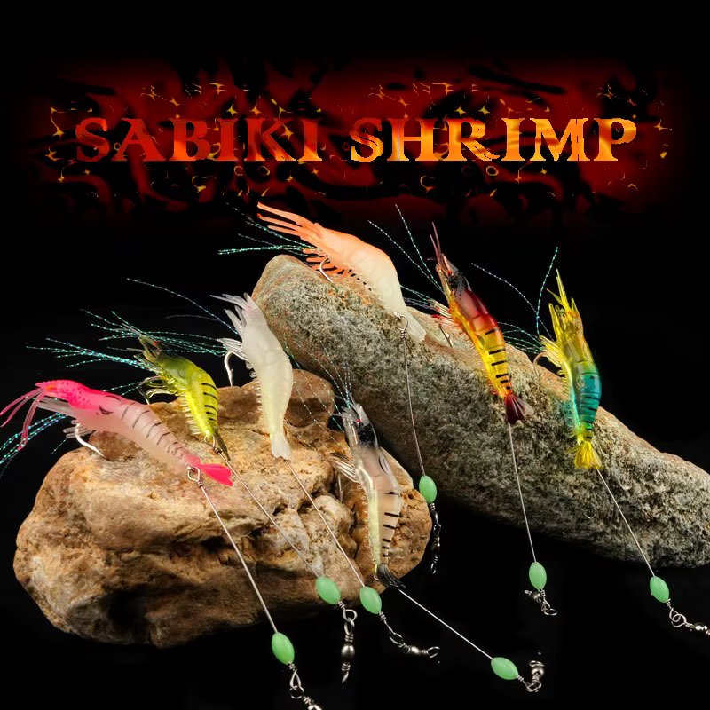 Sabiki Shrimp Fishing Lure with Hook Simulation, Luminous Artificial Bait, Silica Gel, Freshwater, 6g, 8cm, 1Pc