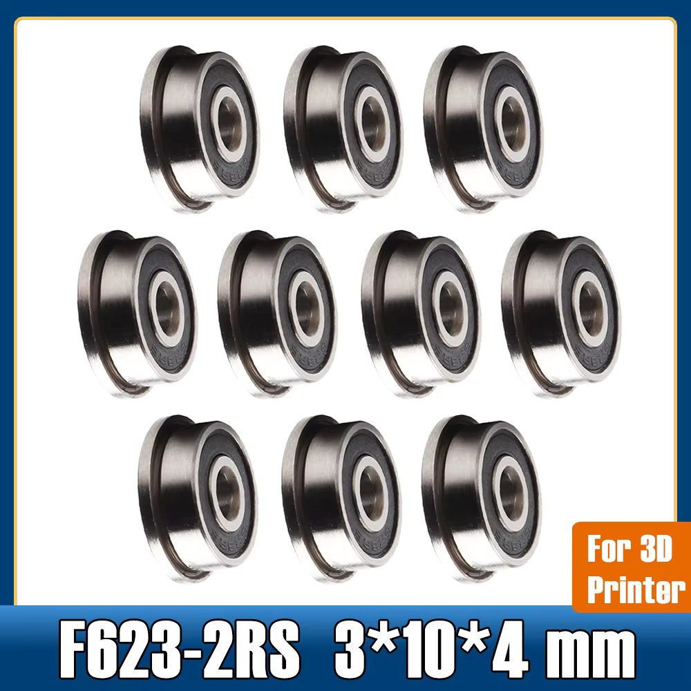 F623 RS Bearing 3*10*4 mm ABEC-7 ( 10 PCS ) Flanged Bearing F623-RS Ball Bearings F623RS 3D Print Bearings