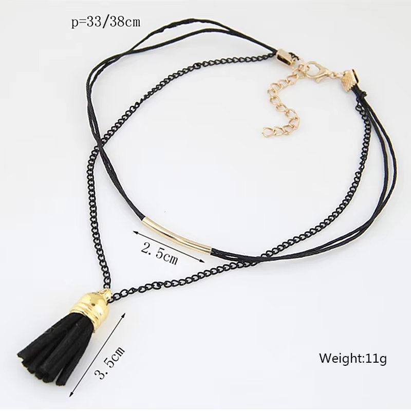 Long Tassel Pendents Necklaces for Women Bohemian Elegant Sweater Chain Gold Color Link Exaggerated European Female Neck Jewelry