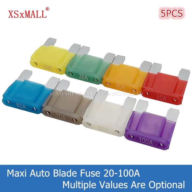 5PCS Large Size Insurance Plug In Insert Xenon Light Truck Boat Automotive Car Maxi Blade Fuse 20A 30A 40A 50A 60A 70A 80A 100A