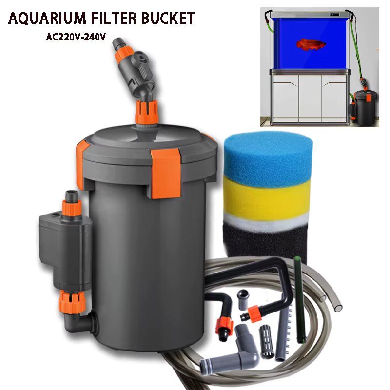 220V-240V Ultra-Quiet Aquarium Filters External Pump Aquarium Filter Bucket Silent Filter Barrel For Fish Tank Grass Accessories