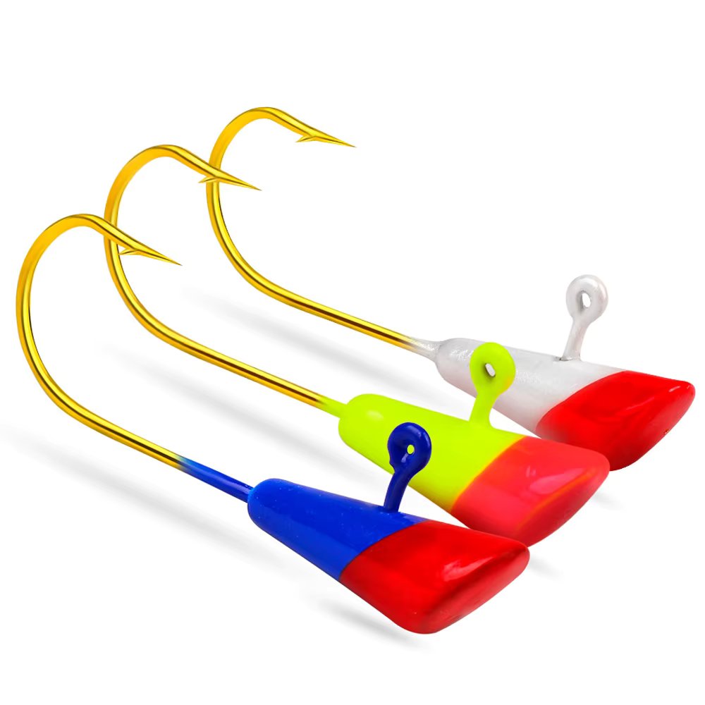 25pcs New Fishing Hooks Painted Shad Dart Jig Head 1/32 1/16 oz Crappie Fishing Hooks Lures Bait Goods Fishing Accessories