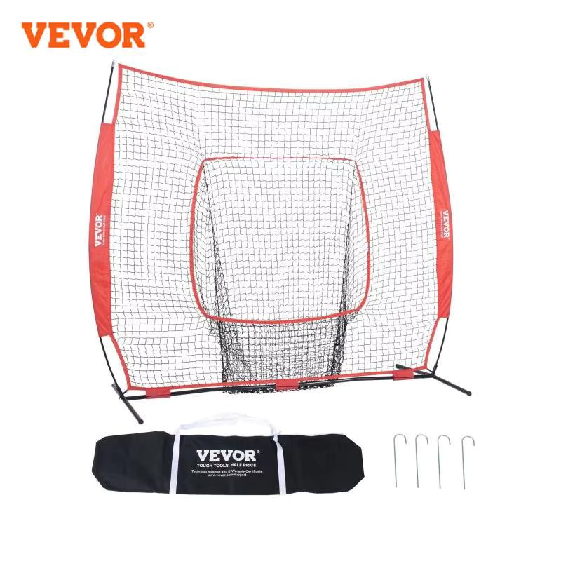 VEVOR 7x7 ft Baseball Softball Practice Net, Portable Baseball Training Net for Hitting Batting Catching Pitching