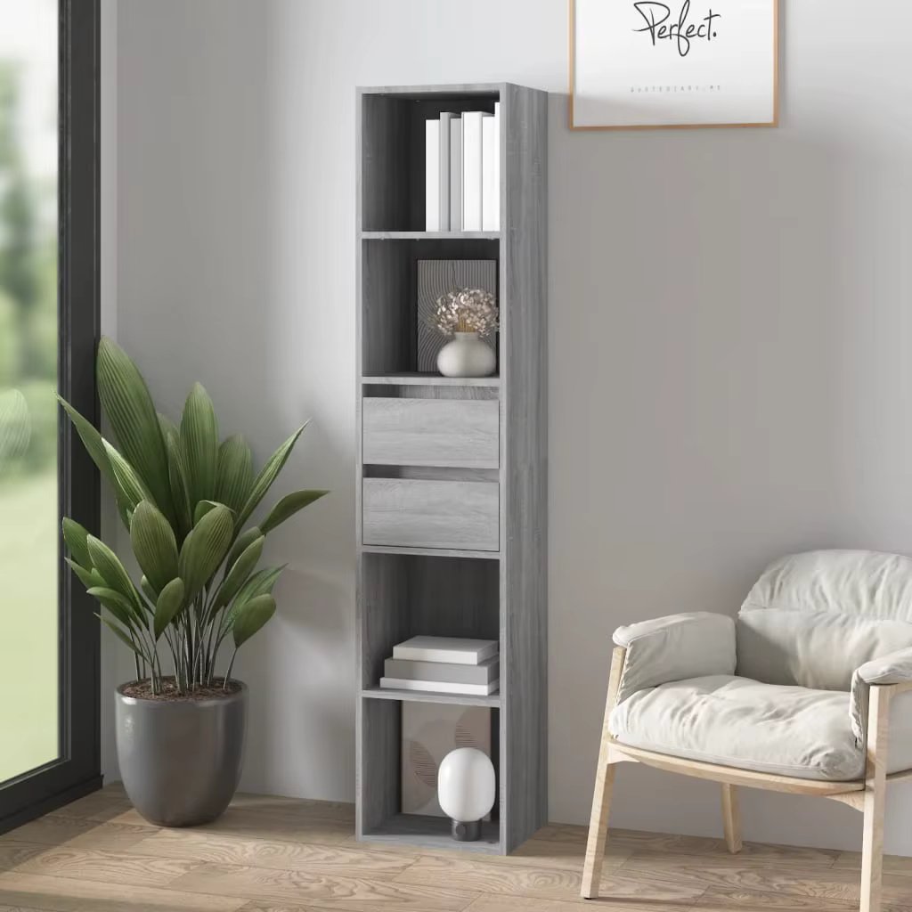 Bücherregal Grau Sonoma 36x30x171 cm Holzwerkstoff,Organizer-Würfel regale,für das Wohnzimmer im Büro