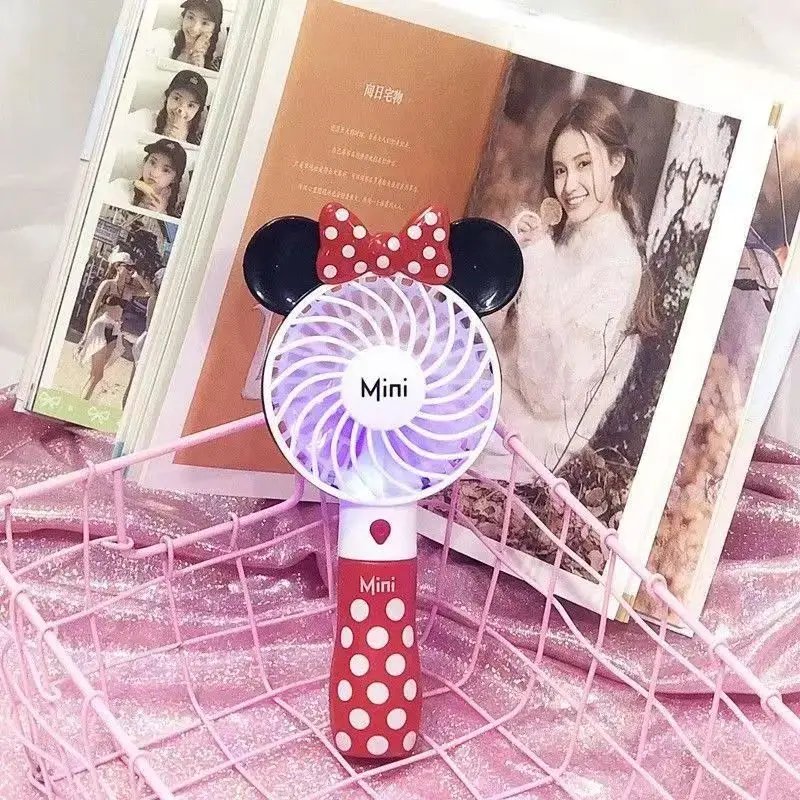 Disney Outdoor Portable Cartoon Kawaii Mickey Usb Fan Air Cooler Travel Mini Handheld Fan Lithiums Battery Rechargeable Toys