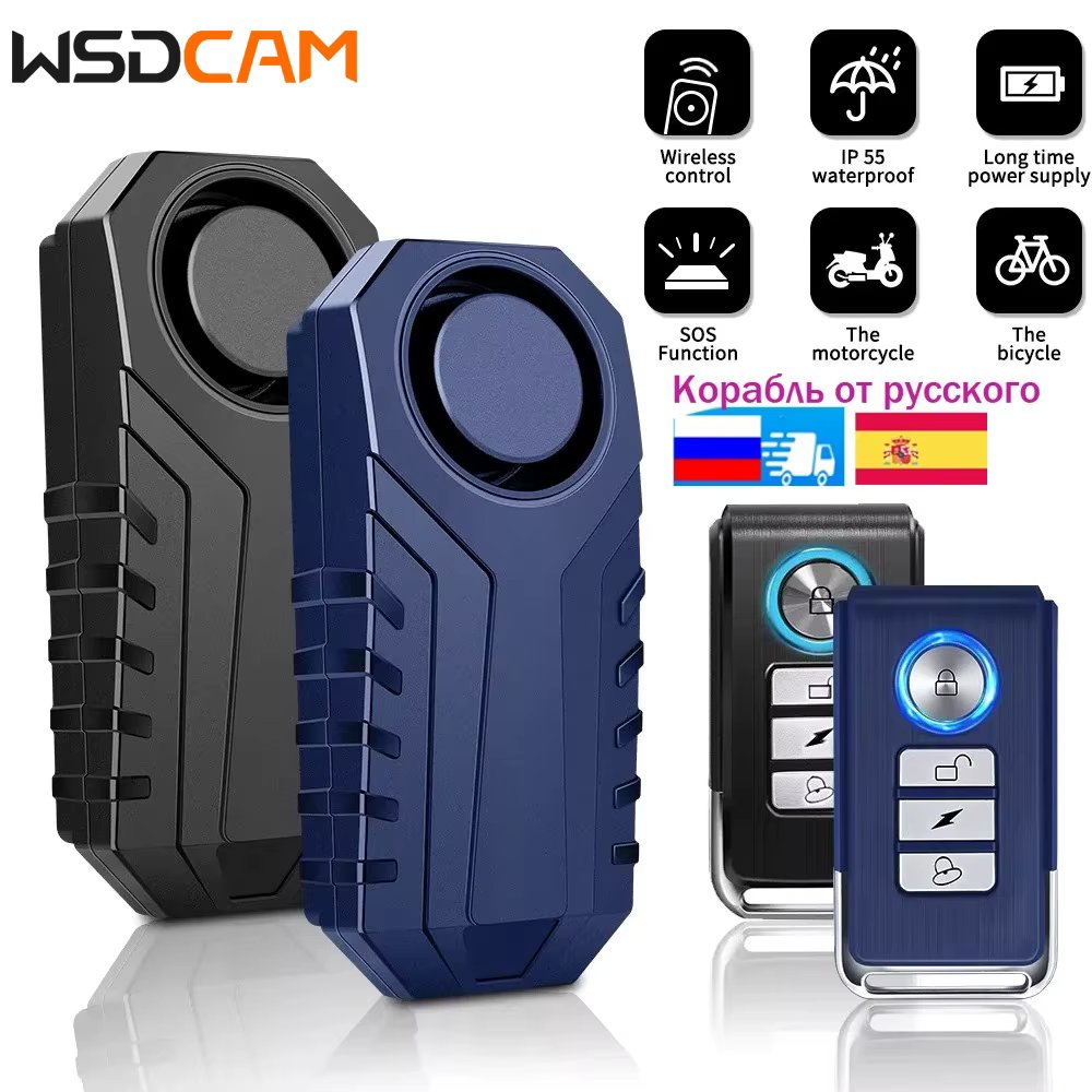 Wsdcam Remote Control Motorcycle Alarm 113dB Waterproof Wireless Bike Alarm Security Protection Anti Theft Electric Car Alarm