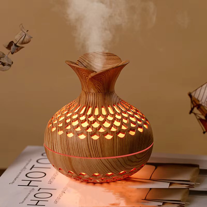 300ml USB Air Humidifier, Mini Humidifier Desktop Humidifier, Hollow Vase Shape Humidifier With Colorful Night Lights