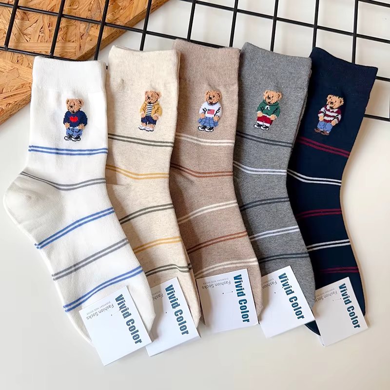 Good Quality Cartoon Elegant Lady Bear Women's  Cute Socks Cotton Harajuku Style Woman Novelty Breathable Sox Christmas Gifts