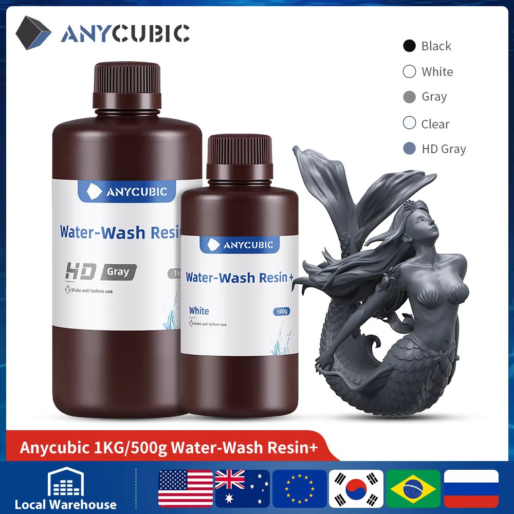 ANYCUBIC Water Washable Resin Low Odor Low Viscosiy 405nm UV Resin For LCD 3D Printing High Precision 3D Printer Resin