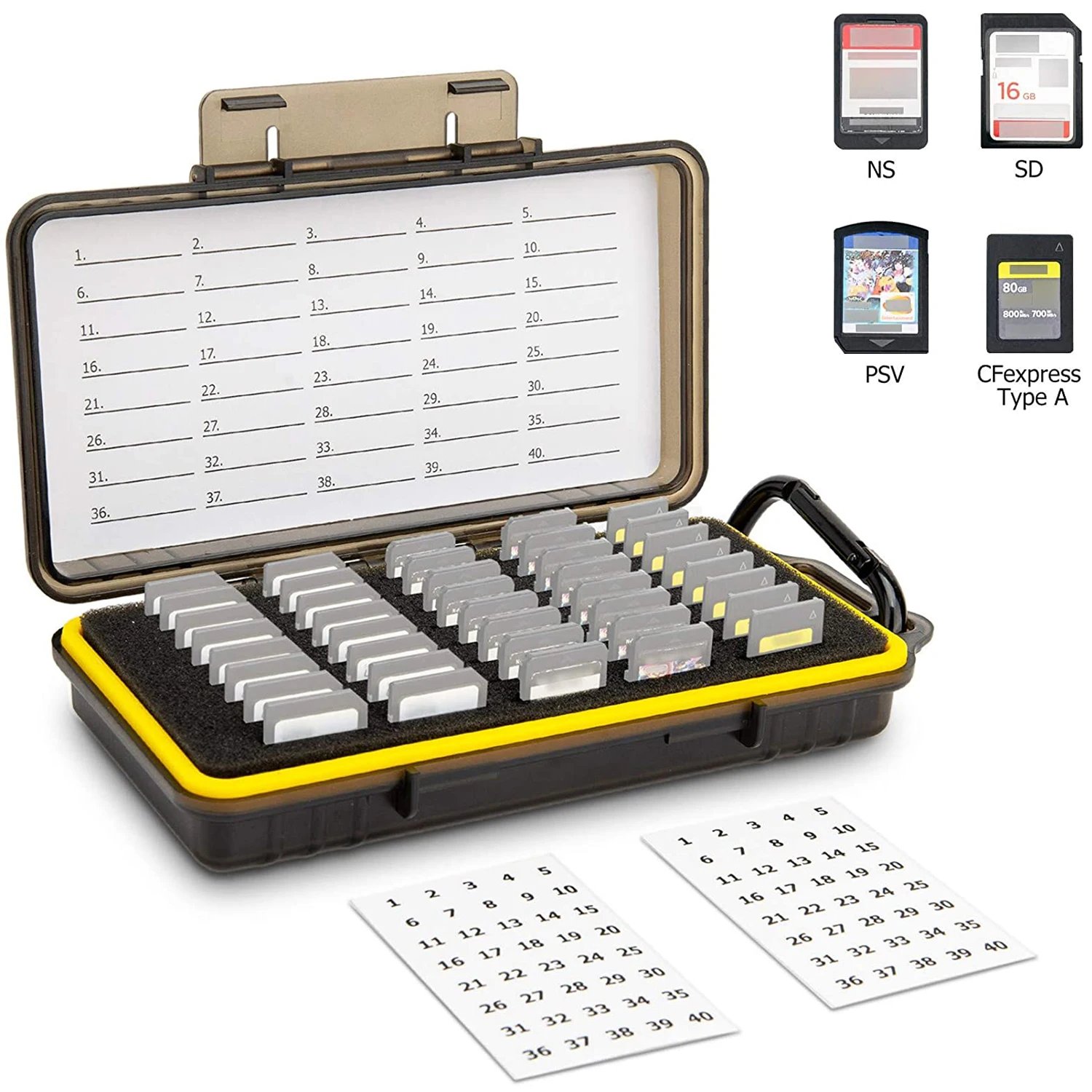 40 Slots Memory Card Case Holder Storage for SD SDHC SDXC Cfexpress Type A for Sony PSV PS Vita for Nintendo Switch Game Cards