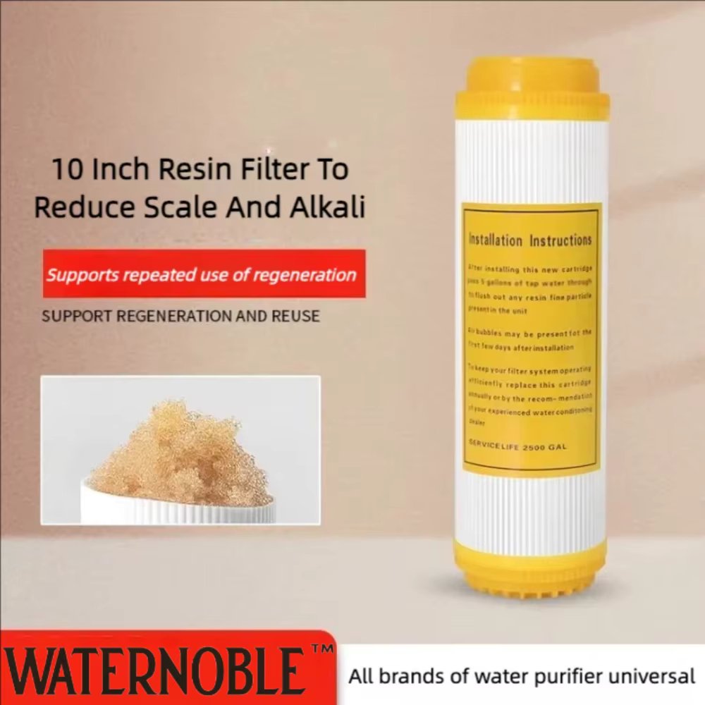 Waternoble Water Softening Resin Filter 10 Inch Hardness Scale Build-Up Purification Filter for Reverse Osmosis Water Filtration
