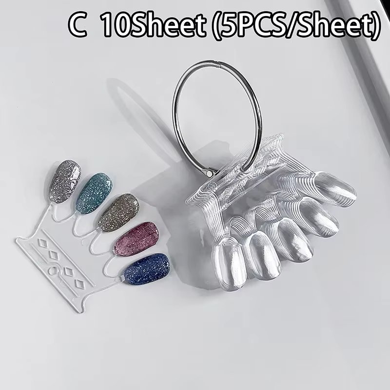 False Nail Art Color Card Display Stand Gel Polish Template Fan Shape Nail Art Tips Sample Stand Nail Polish Practice Palette