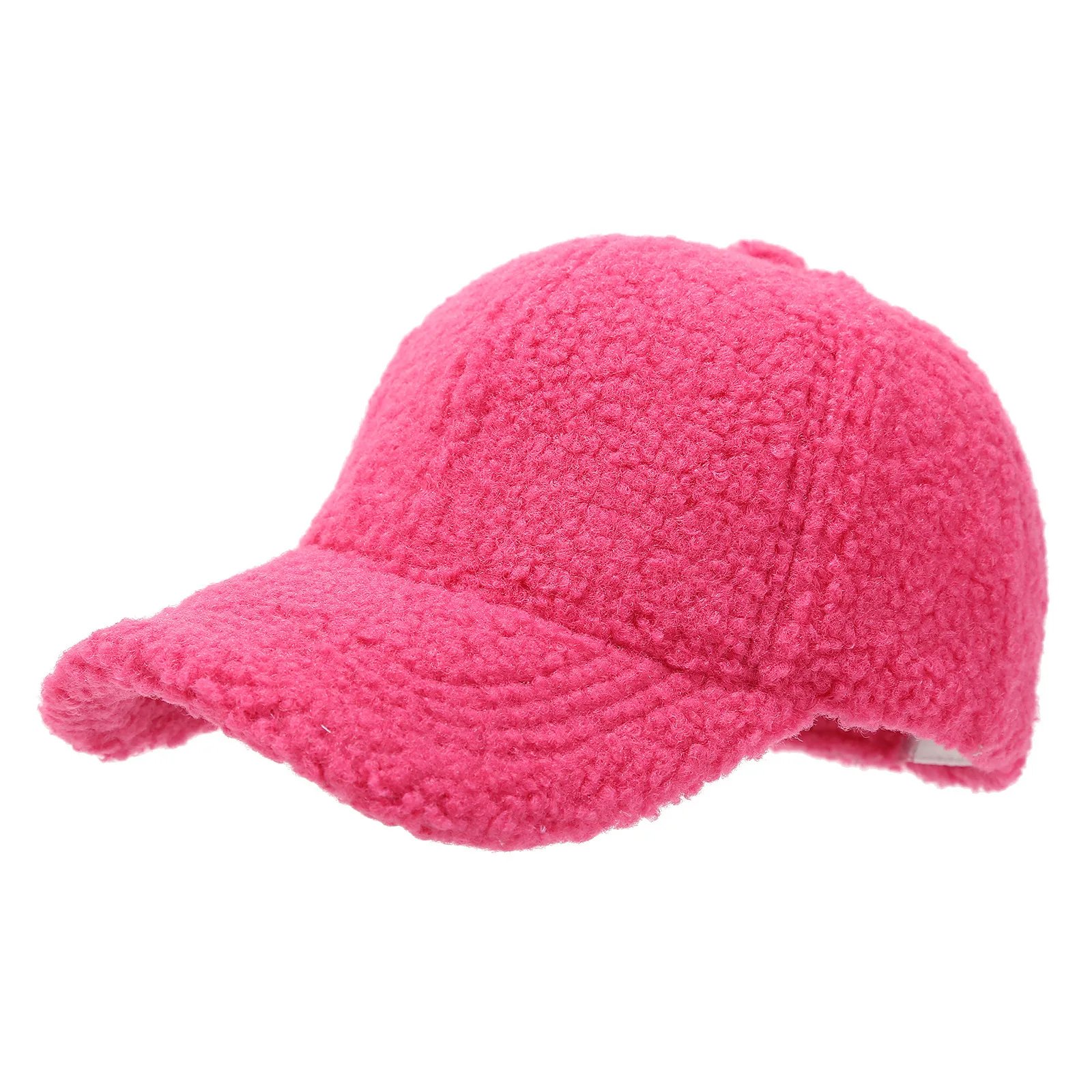 Winter Lamb Wool Baseball Caps For Children Baby Kids Warm Thick Solid Color Golf Caps Girls Boy Sports Curved Brim Visors Hat