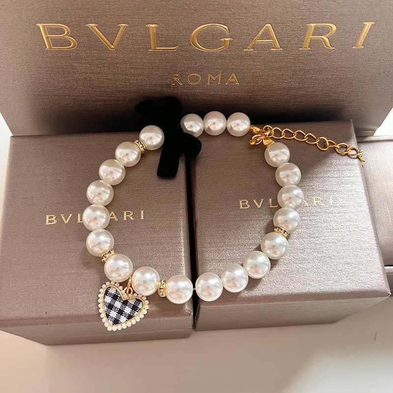 MPK New Series Cat Collar Pearl Vintage Love Crystal Pendant Diamond Neck Ornament Cute Accessories Also Suitable For Dog