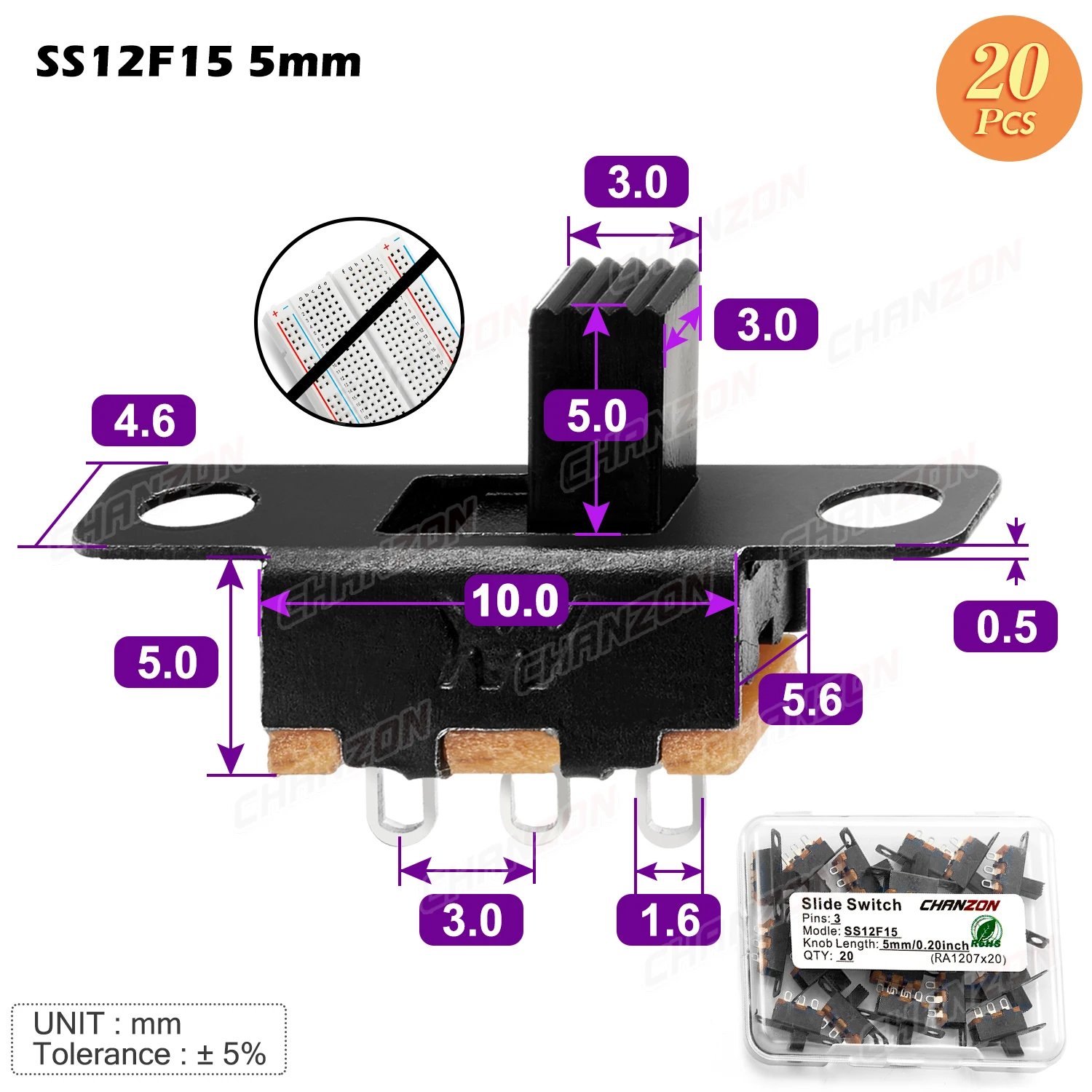20pcs SS12F15 5mm