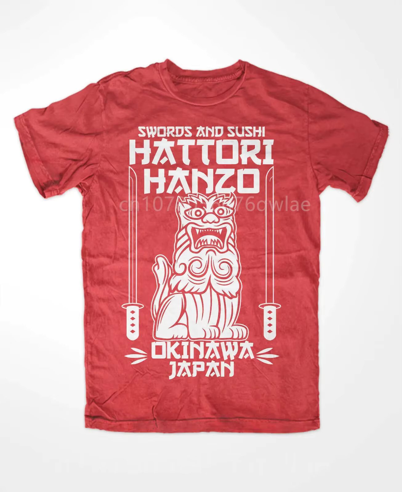 Hattori Hanzo RED Swords and Sushi Kill Bill Okinawa Japan tarantino T-Shirt Crew Neck Short Sleeves Loose Fashion Streetwear