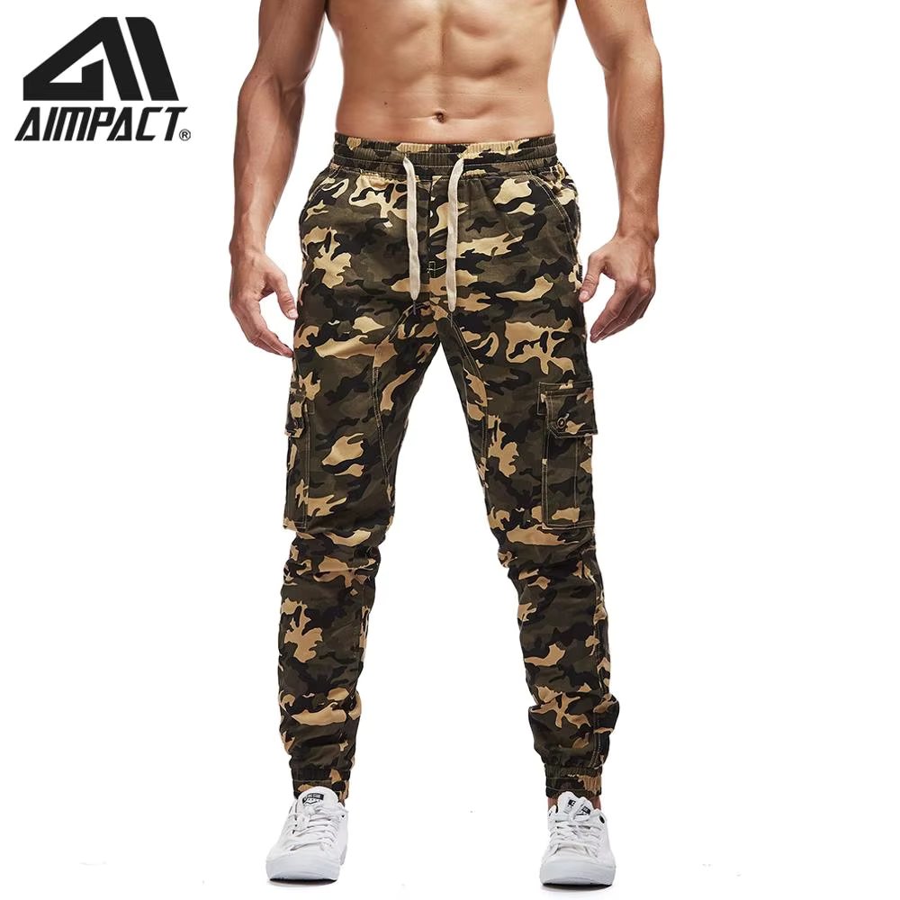 AIMPACT Men's Chino Jogger Pants Casual Fitted Cotton Camo Twill Jogging Trouser AM5315