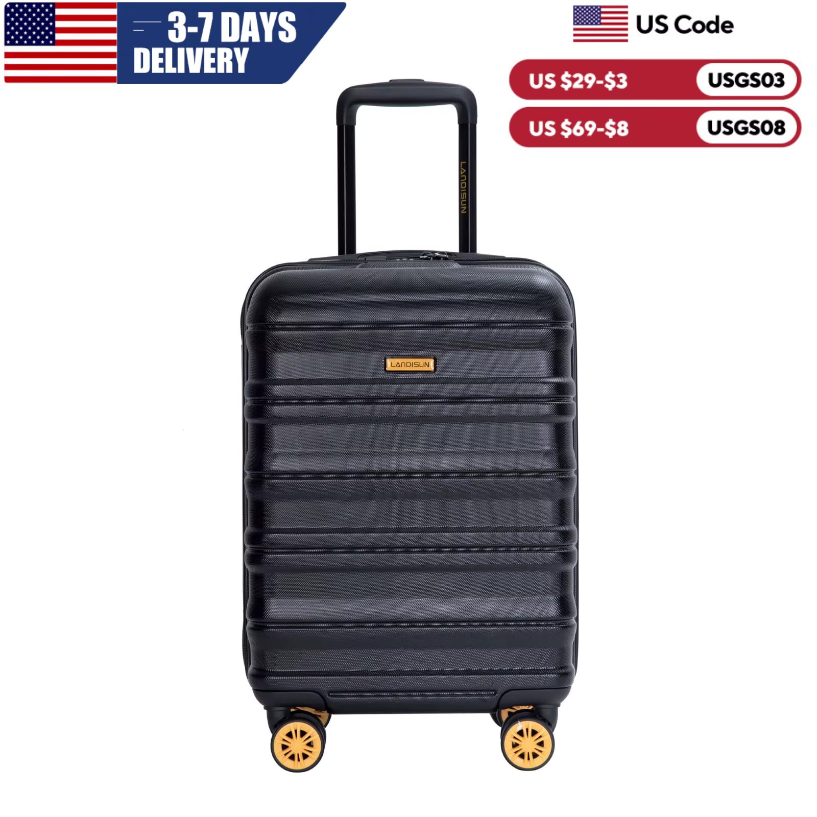 Travehouse Hardshell Carry On Luggage Airline Approved 18.5", Small Suitcase With Spinner Double Wheels and Lock
