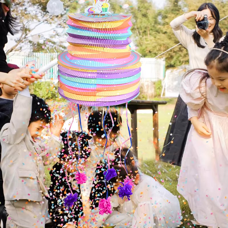 Mini Pinata Gift Box Birthday Lanterns Cartoon Unicorn Star Funny Pull Wire String Photo Prop Baby Shower Festival Party Decor