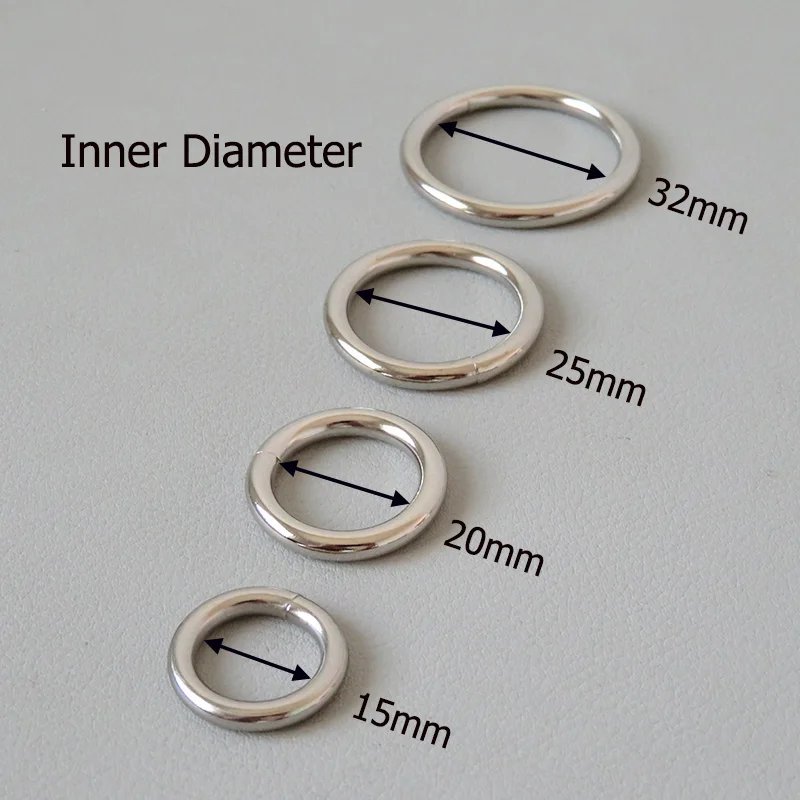 Silver 15mm 20mm 25mm 32mm Metal Welded O Ring Buckle Clasp For Bag Backpack DIY Accessory Straps Belt Loop Dog Harness Hardware