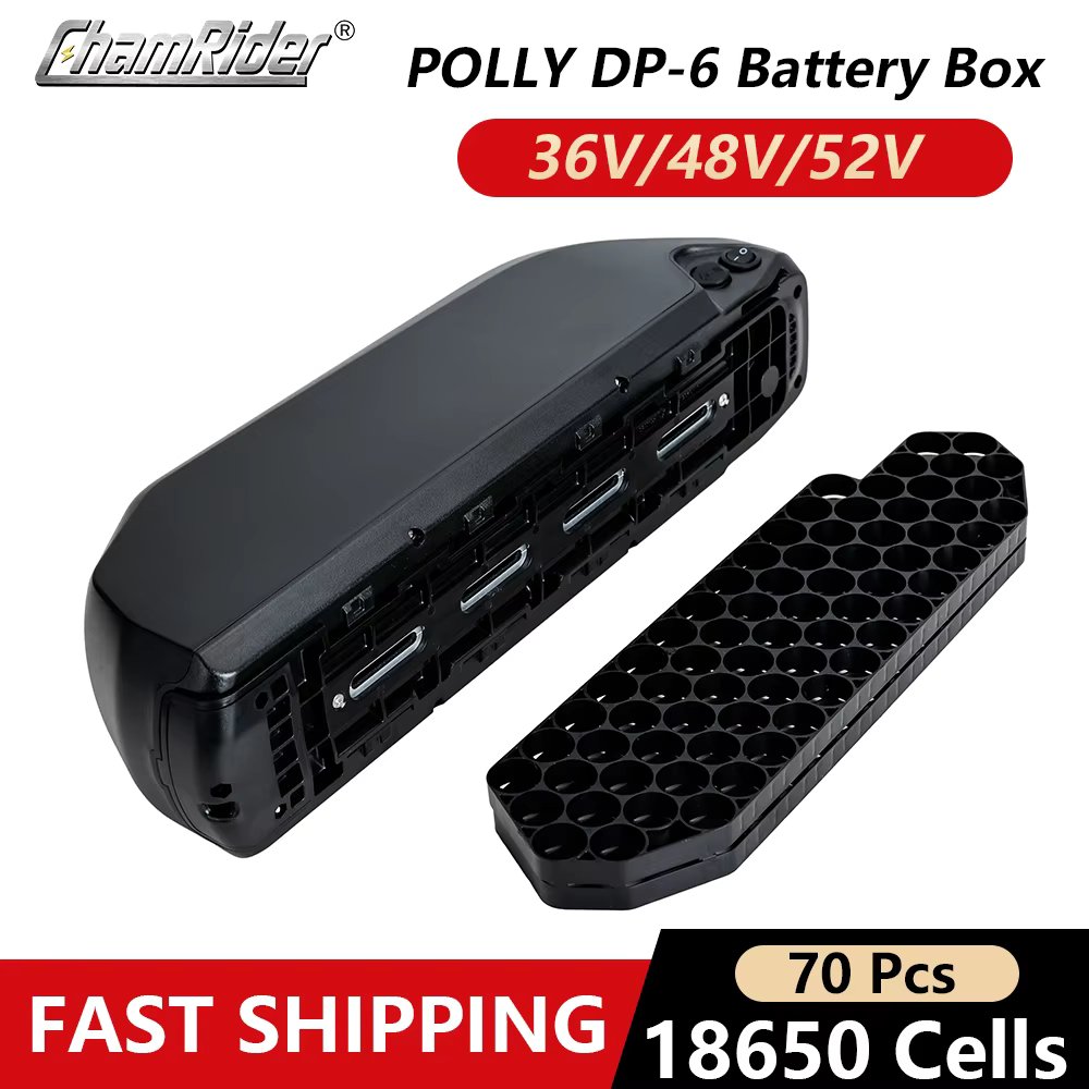 ChamRider Polly 6 E-bike Battery Case Down Tube Battery box Downtube Electric bike 10S6P 13S 14S 5P Nickle strips 18650 cells