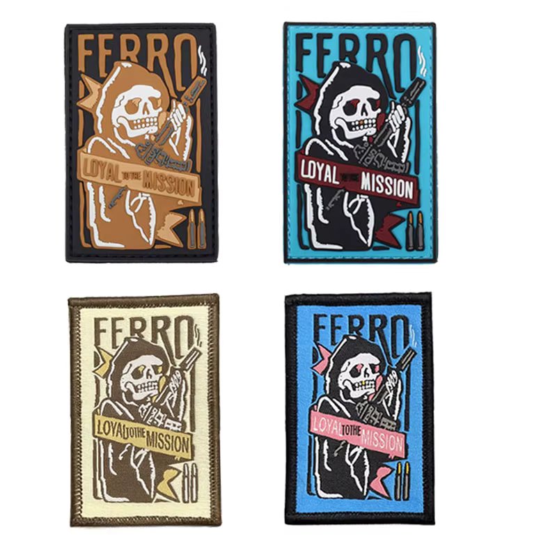 FERRO Tactical Patch Loyal Reaper Hook and Loop Armband Morale Badge Backpack Accessories Military Patch Pvc Skull Stickers