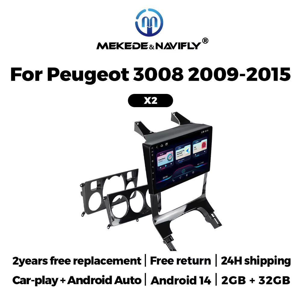 MEKEDE Car radio Android14 Wireless CarPlay Android Auto Multimedia GPS Navigation player WIFI for Peugeot3008 2009-2015 BT WIF